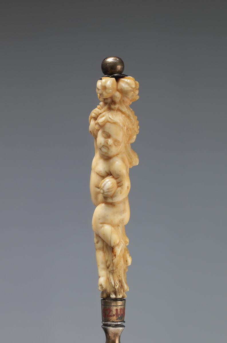 Spoon with putto handle, Silver gilt, ivory, German