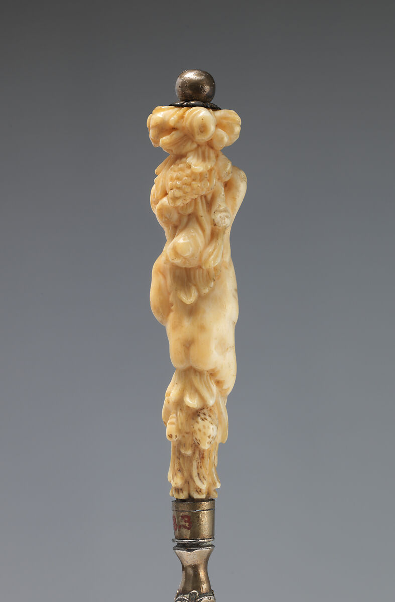 Spoon with putto handle, Silver gilt, ivory, German