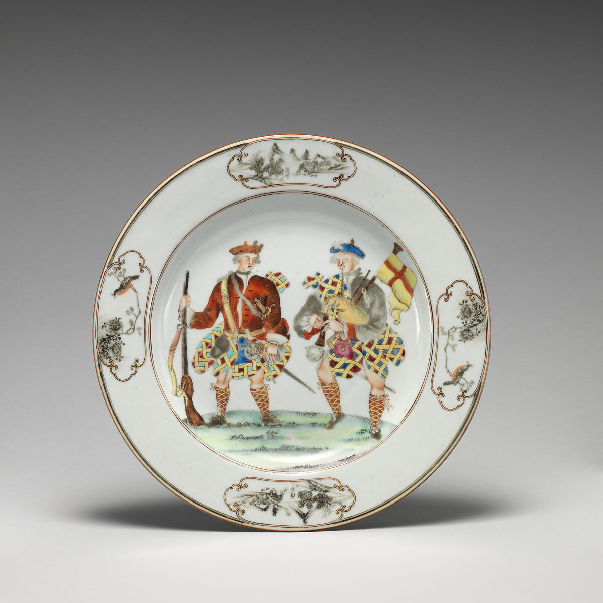 Plate (one of a pair), Hard-paste porcelain, Chinese, for British or Scottish market 