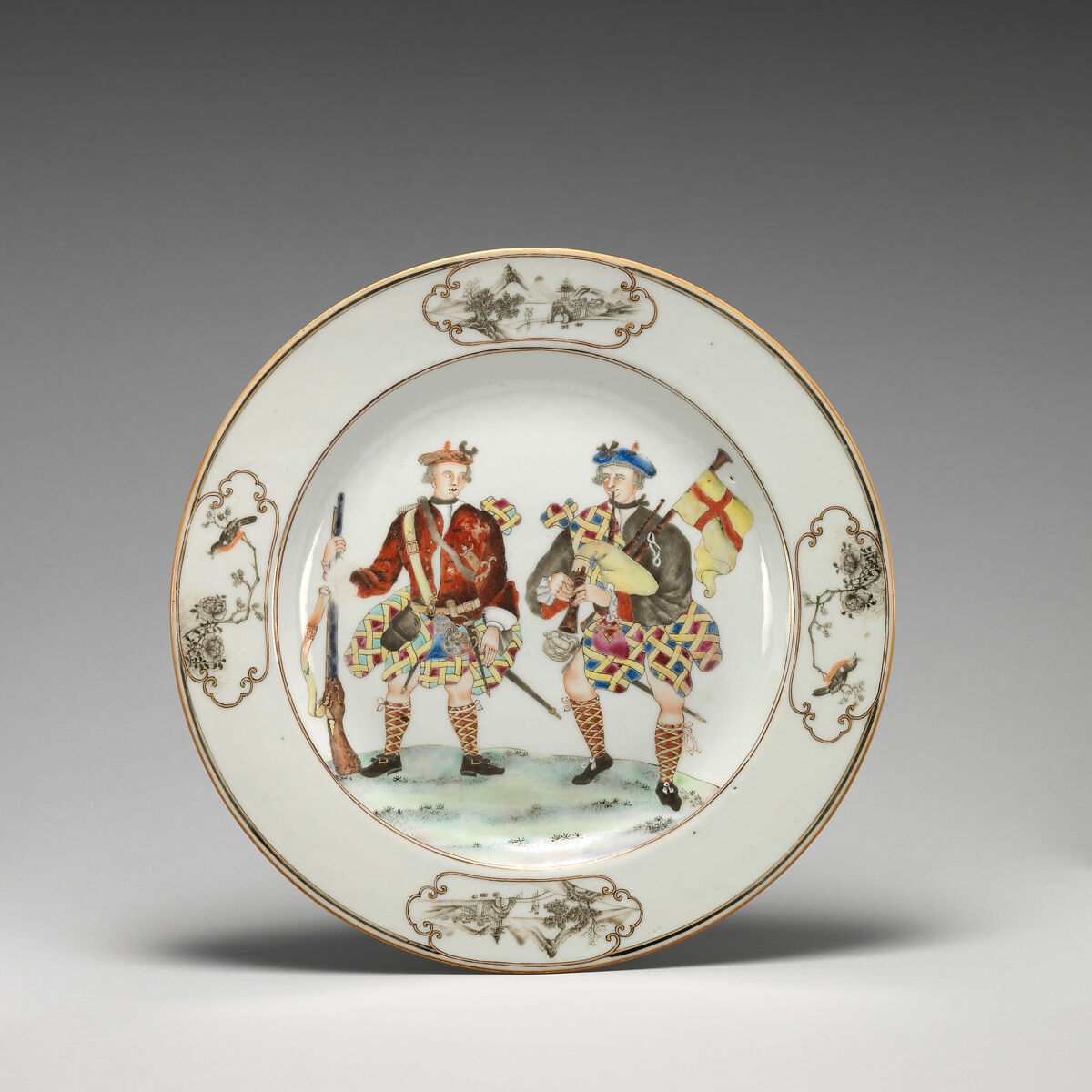 Plate (one of a pair), Hard-paste porcelain, Chinese, for British or Scottish market 