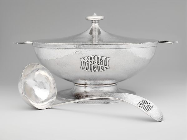 Covered Soup Tureen and Ladle, Manufactured by Marshall Field &amp; Company Craft Shop (ca. 1904–ca. 1950), Silver, American 