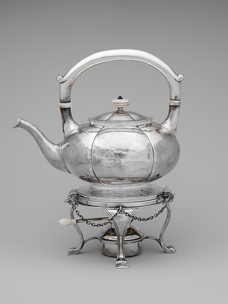 Teakettle on stand, James T. Woolley (1864–after 1927), Silver, American 
