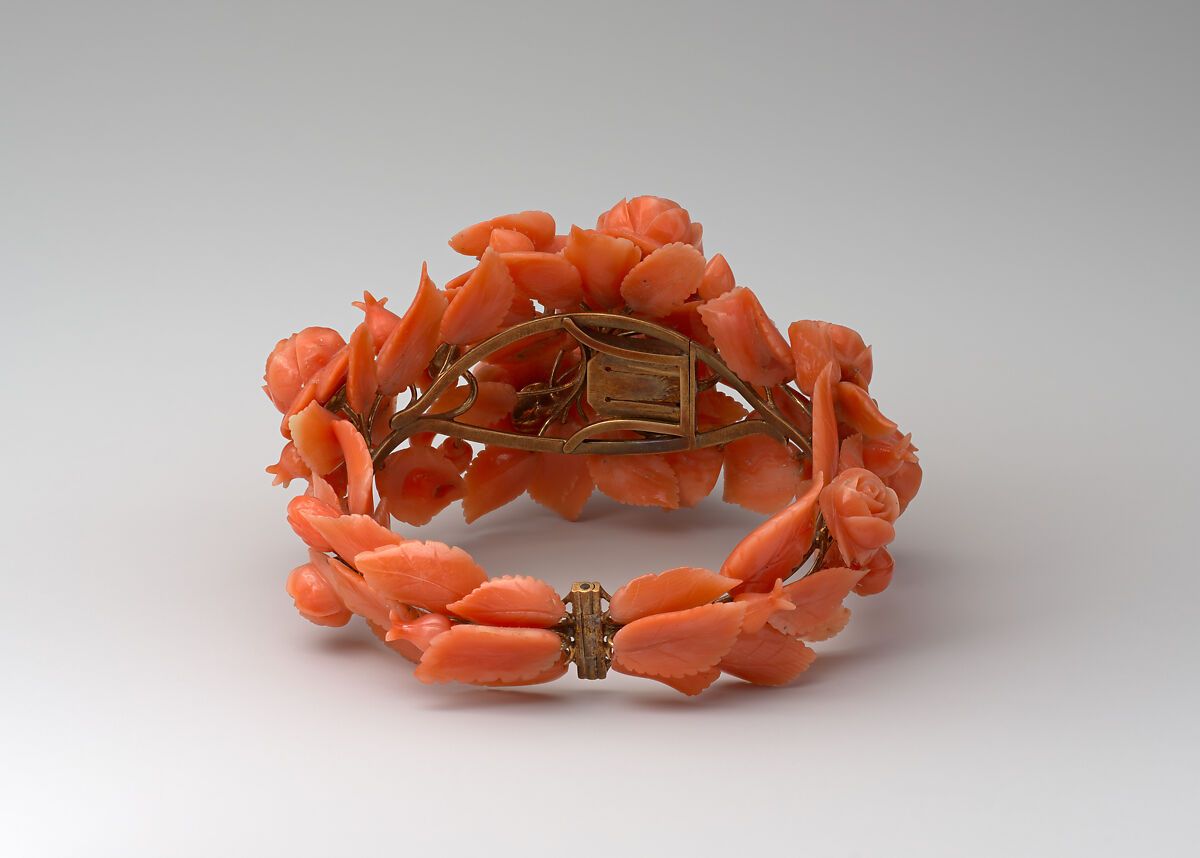 Bracelet (part of parure), Coral and gold, Italian, Naples