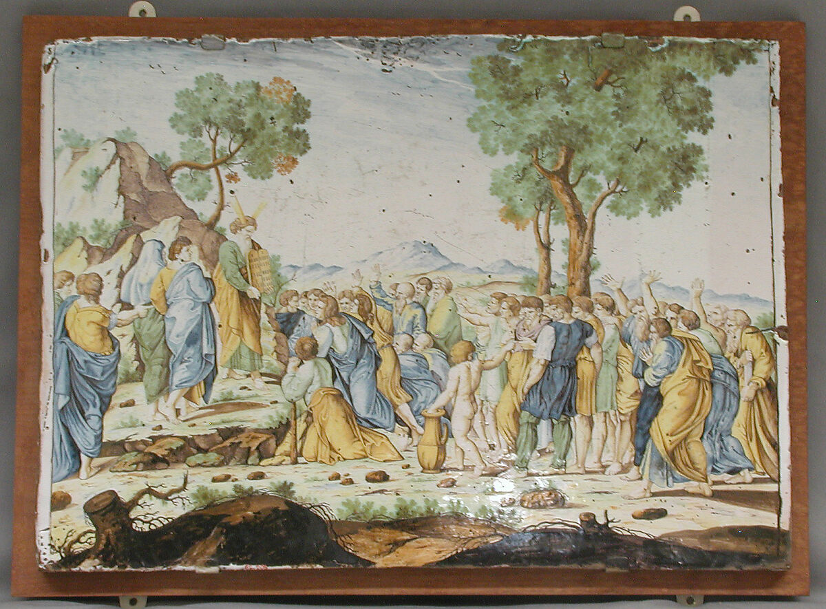Moses and the Tablets of the Law, Attributed to Bartolomeo Terchi (1691–after 1753), Maiolica (tin-glazed earthenware), Italian, San Quirico 
