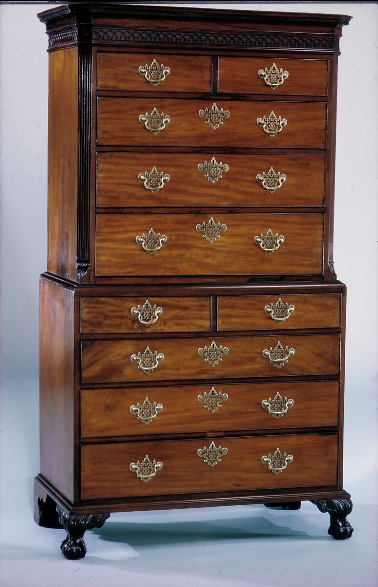 Chest-on-chest, Mahogany, yellow poplar, yellow pine, white pine, American 