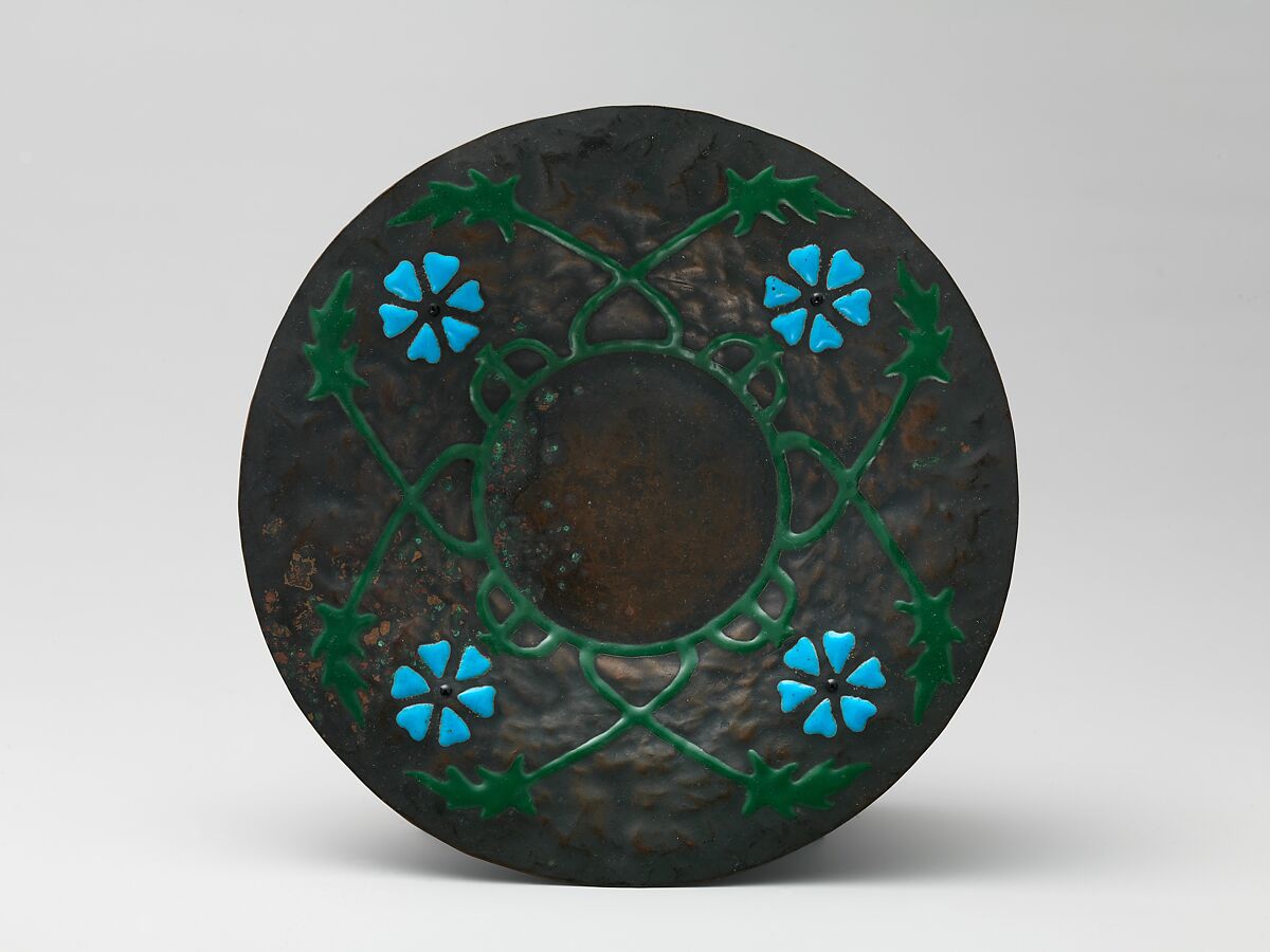 Dish, Manufactured by The Art Crafts Shop (ca. 1902–5), Copper, enamel, American 