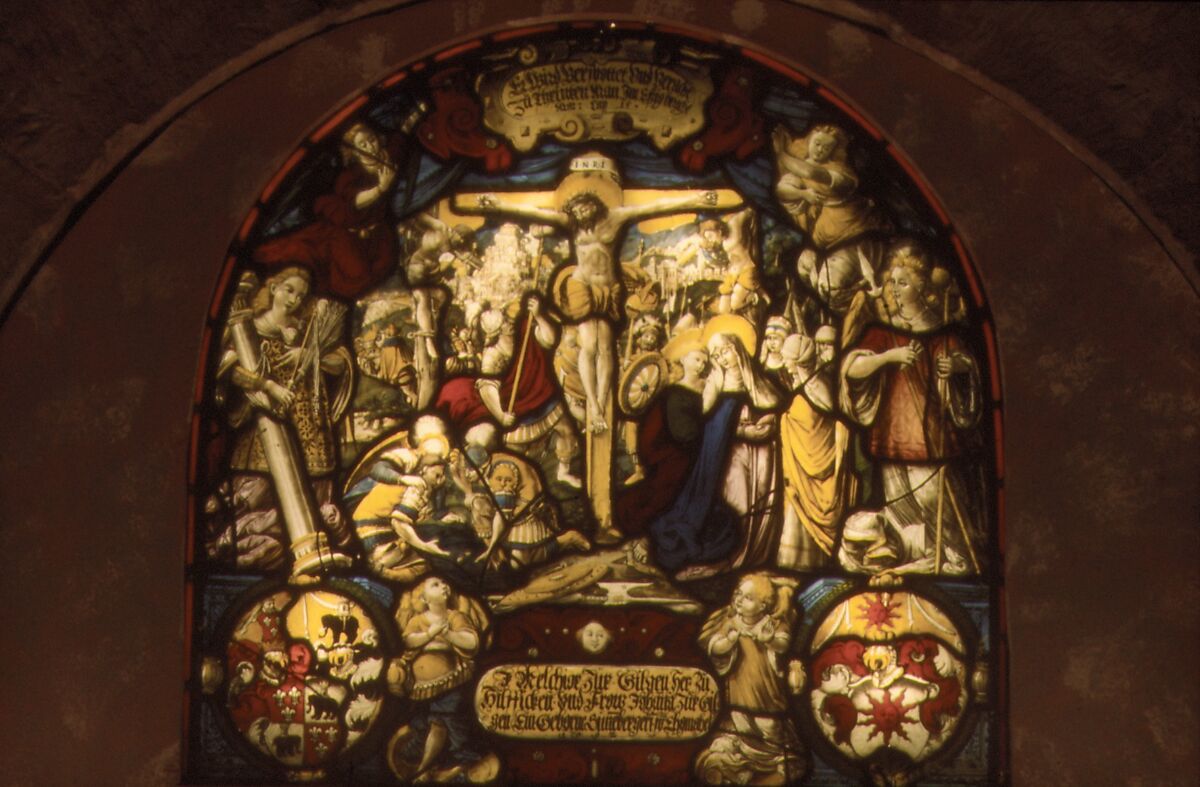 The Crucifixion, Painting attributed to Franz Fallenter (Freiburg im Breisgau ca. 1550–ca. 1616 Lucerne), Stained glass, Swiss, Lucerne