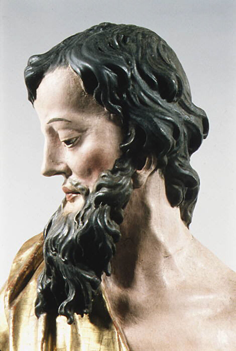 Saint Matthew, Possibly by Johann Georg Libigo (active 1690s–ca. 1729), Linden wood, gilded and polychromed, Southern German or Austrian