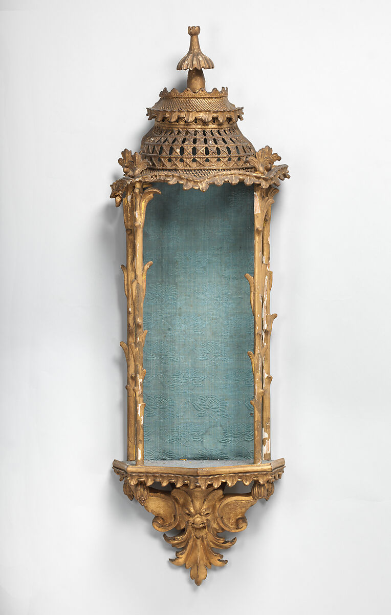 Pair of hanging niches, Carved and gilded wood, composition, and caning, British