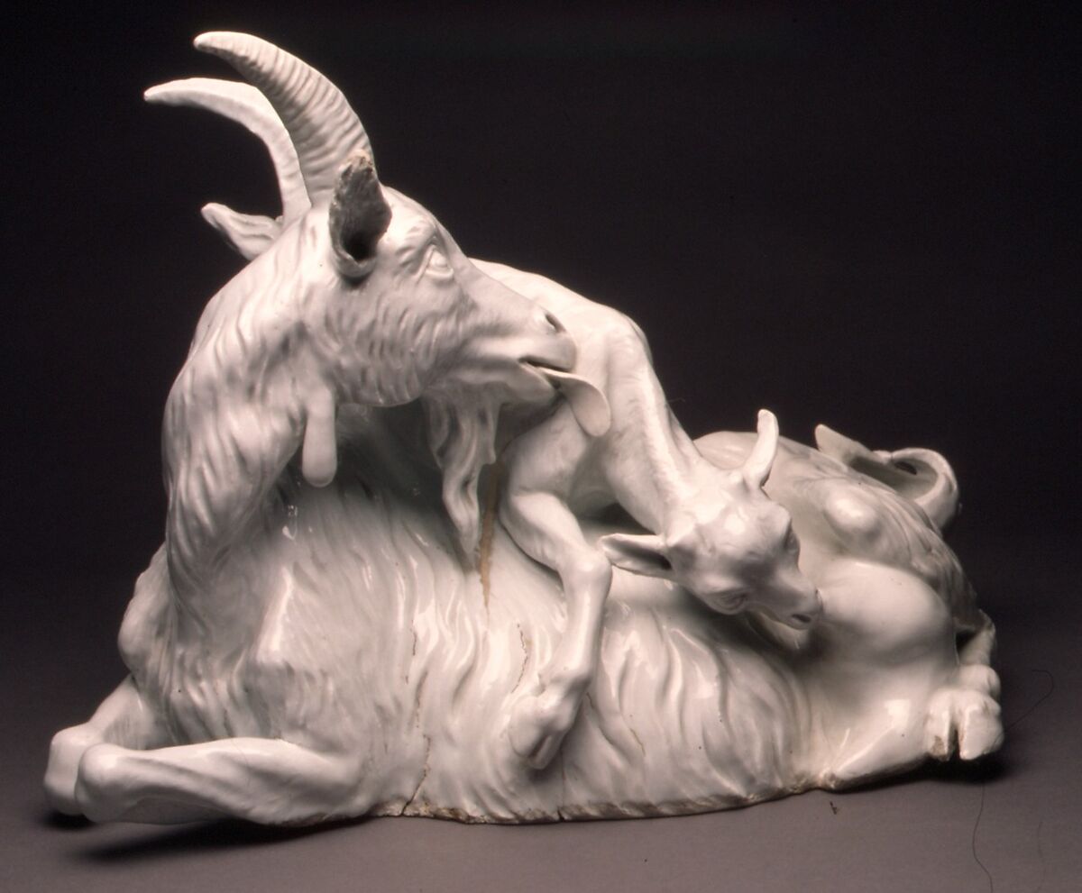 Mother goat and suckling kid, Meissen Manufactory (German, 1710–present), Hard-paste porcelain, German, Meissen 