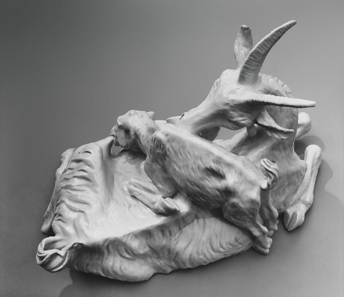 Mother goat and suckling kid, Meissen Manufactory (German, 1710–present), Hard-paste porcelain, German, Meissen