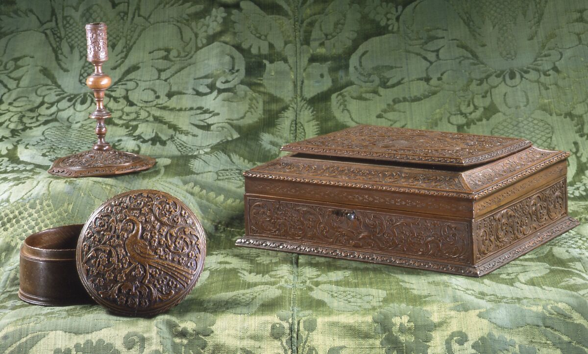 Pair of candlesticks (part of a set), Nicolas François Foulon (French, Nancy 1628–1698 Nancy), Fruitwood (bois de Sainte-Lucie), French, Lorraine (Nancy)