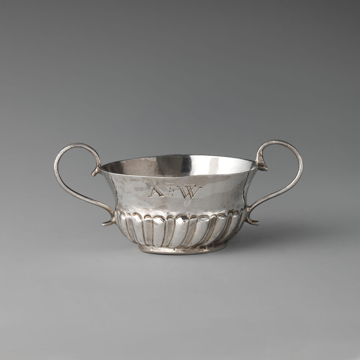 Miniature porringer, Probably I. H., Silver, British, London 