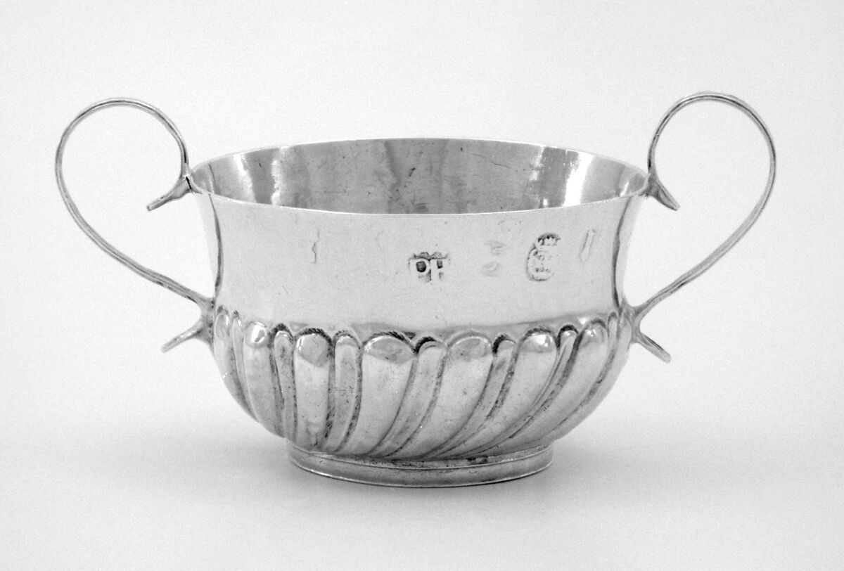 Miniature porringer, P. H., London (ca. 1681–1691), Silver, British, London