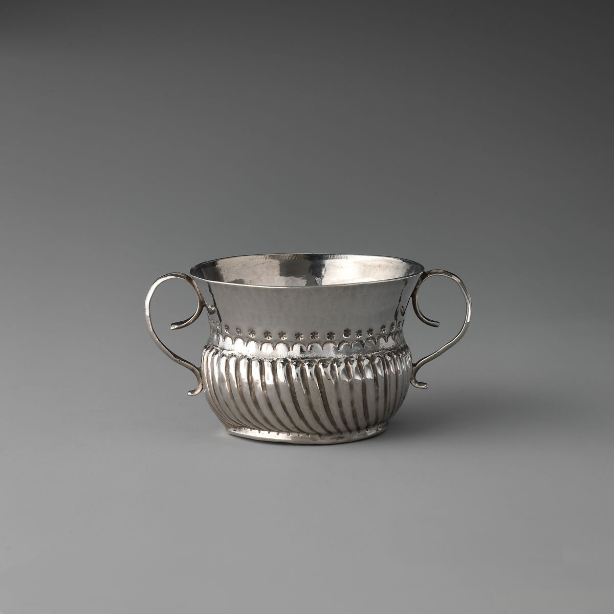 Miniature porringer, William Flemming (entered 1697), Silver, British, London 