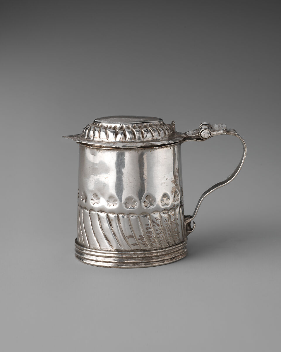 Miniature tankard, George Manjoy (British, active 1685–ca. 1720), Silver, British, London 