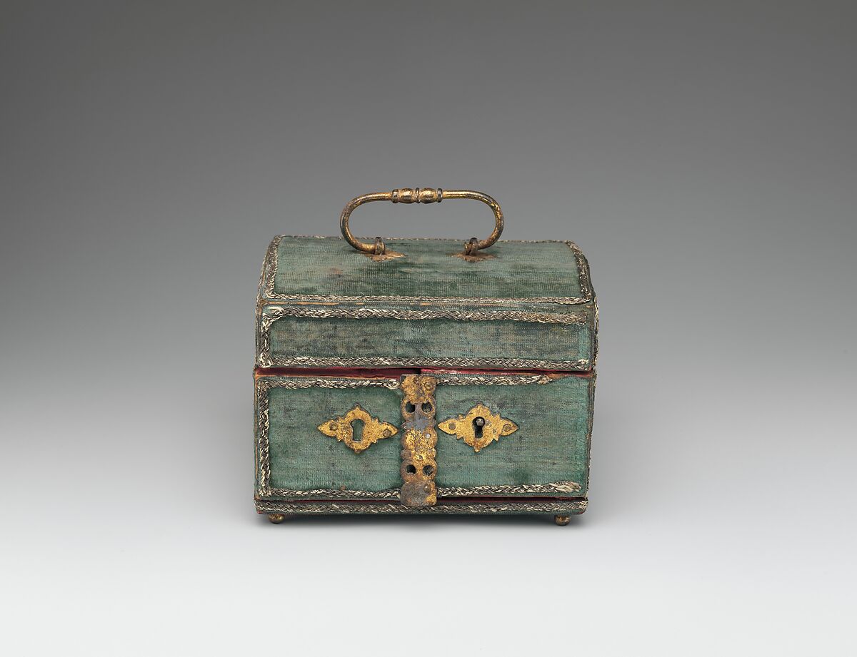 Miniature toilet set case, Silver, partly gilt, and wood, German, probably Augsburg 