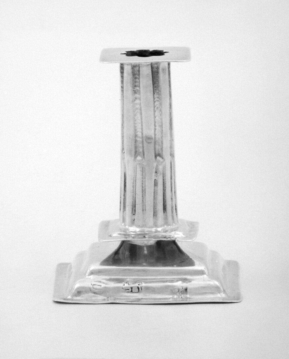 Pair of miniature candlesticks, George Manjoy (British, active 1685–ca. 1720), Silver, British, London