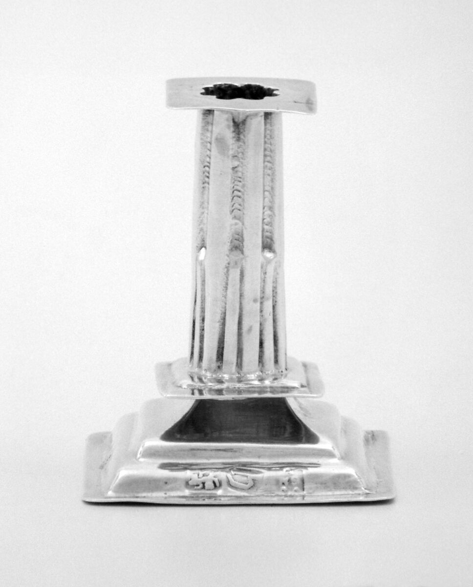 Pair of miniature candlesticks, George Manjoy (British, active 1685–ca. 1720), Silver, British, London