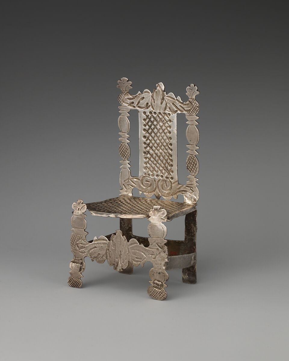 Miniature chair (one of four) (part of a set), Probably George Manjoy (British, active 1685–ca. 1720), Silver, British, London 