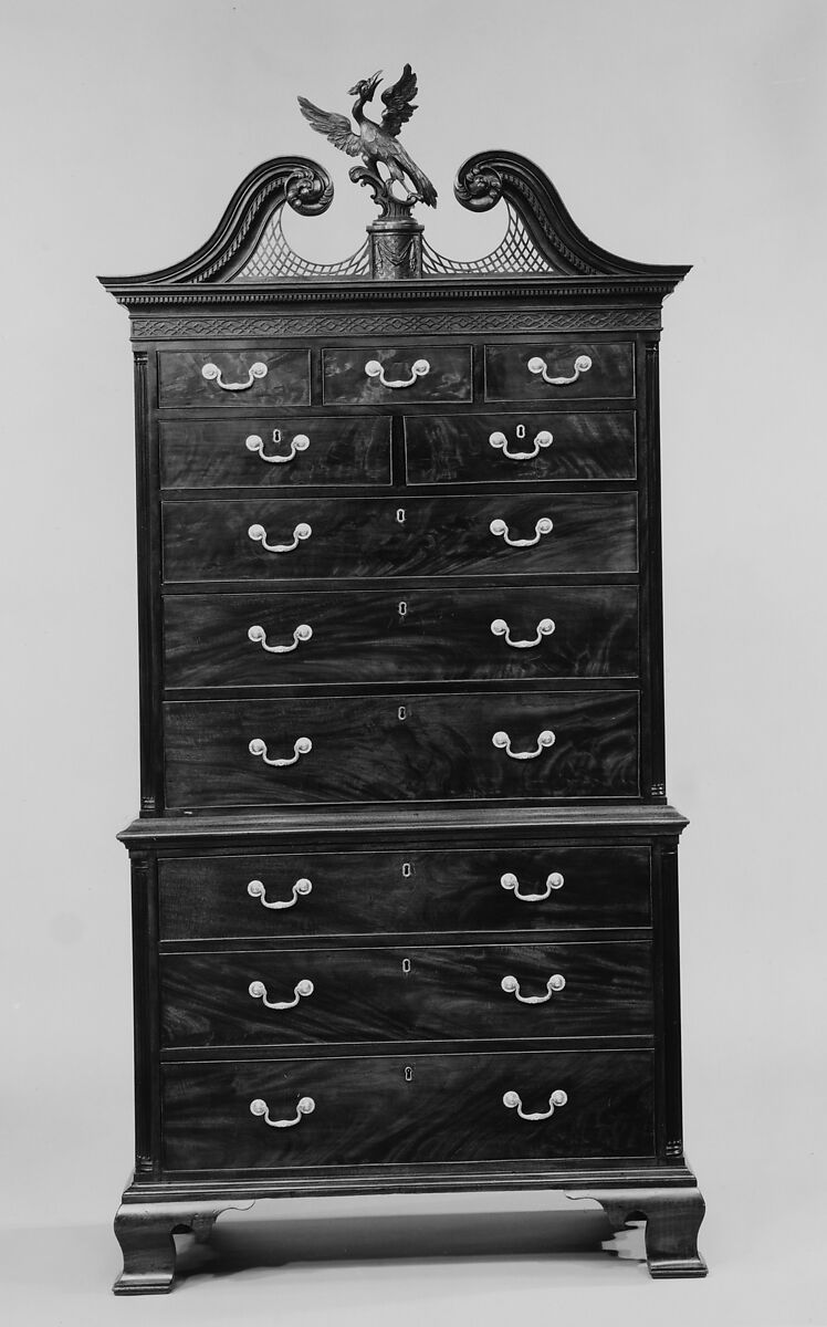 Chest-on-chest, Attributed to Thomas Affleck (1740–1795), Mahogany, mahogany veneer, white cedar,
yellow pine, tulip poplar, American