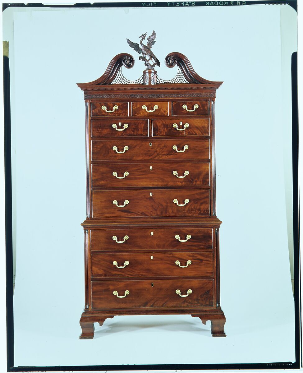 Chest-on-chest, Attributed to Thomas Affleck (1740–1795), Mahogany, mahogany veneer, white cedar,
yellow pine, tulip poplar, American