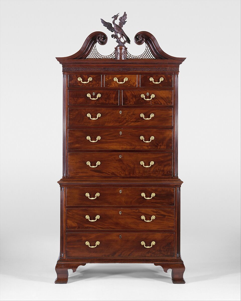 Chest-on-chest, Thomas Affleck  American, Mahogany, mahogany veneer, white cedar,<br/>yellow pine, tulip poplar, American