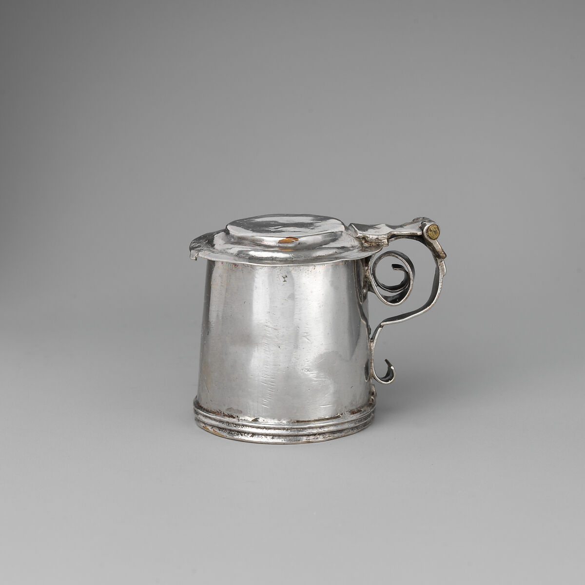 Miniature tankard, George Manjoy (British, active 1685–ca. 1720), Silver, British, London 