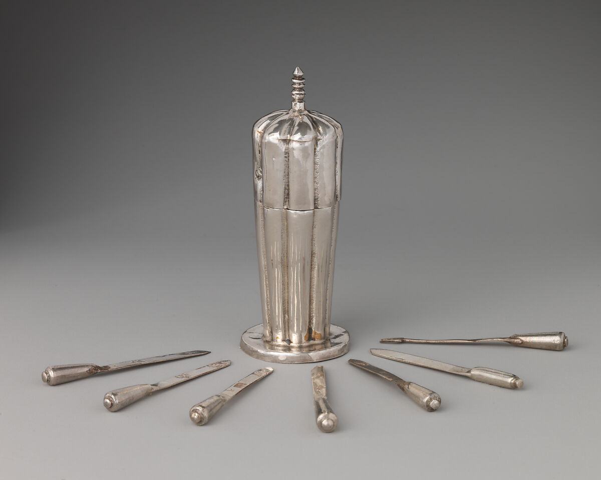 Miniature knifebox with cover, George Manjoy (British, active 1685–ca. 1720), Silver, British, London