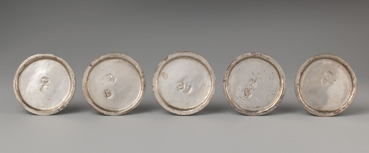 Five miniature dishes, Possibly by George Manjoy (British, active 1685–ca. 1720), Silver, British, London 