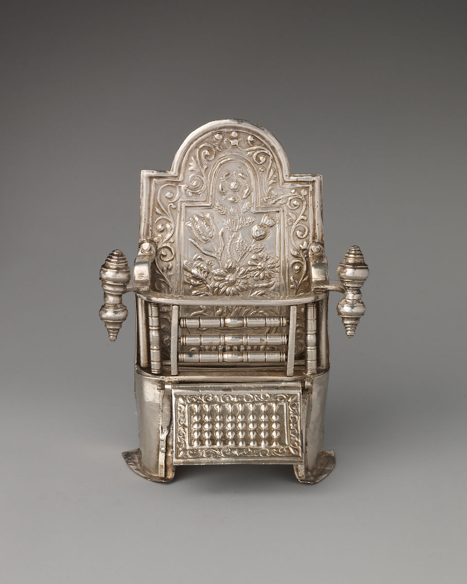 Miniature fireback (part of a set), David Clayton (British, active 1689), Silver, British, London 