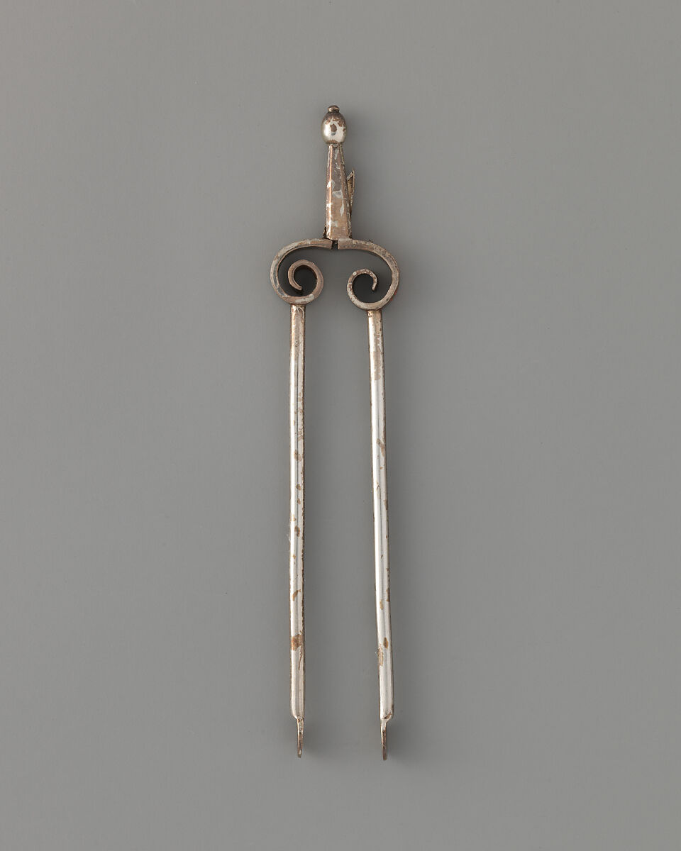 Miniature tongs (part of a set), David Clayton (British, active 1689), Silver, British, London 