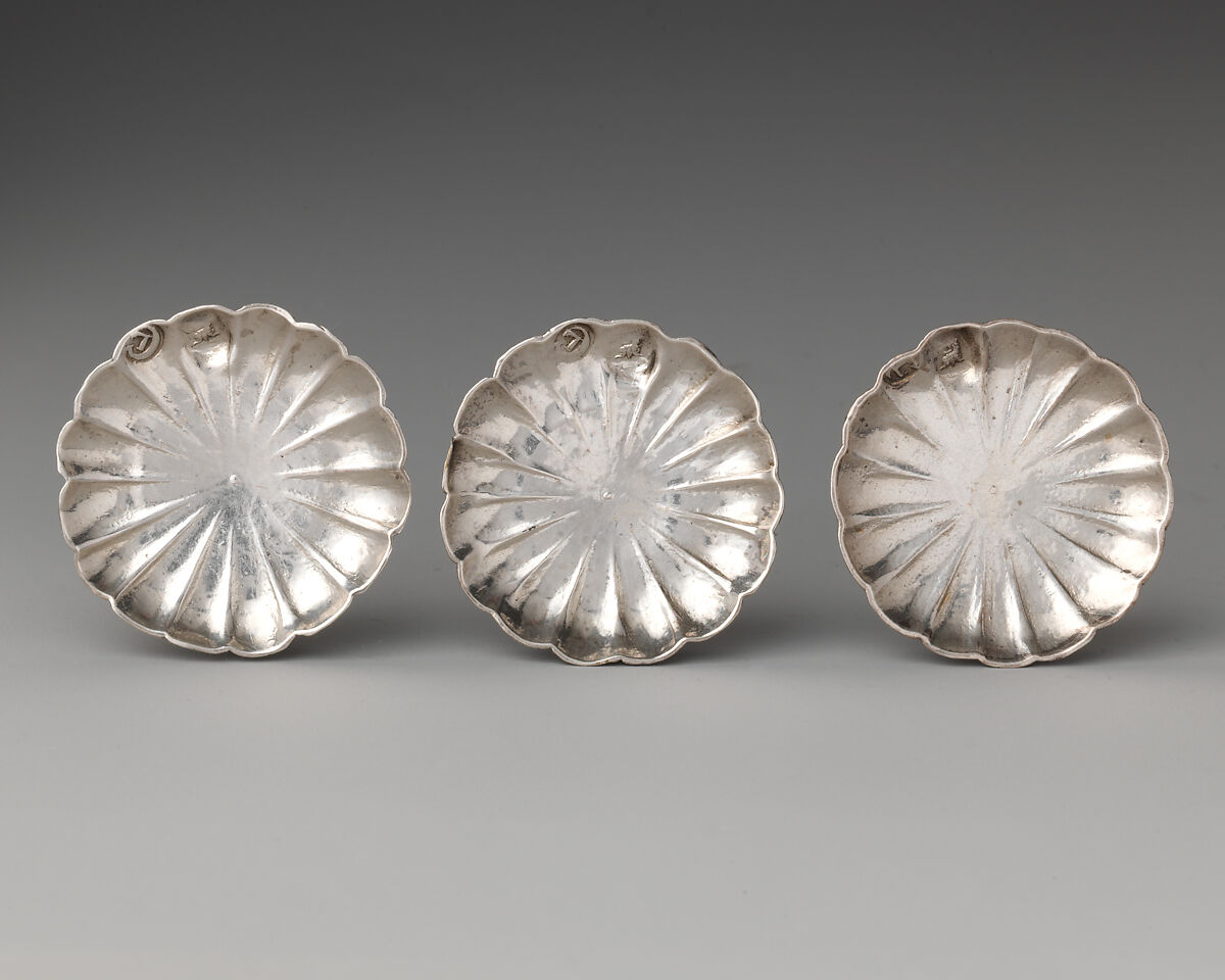 Six miniature saucers (part of a set), David Clayton (British, active 1689), Silver, British, London