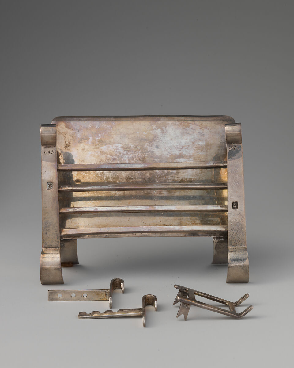 Miniature spit rest, David Clayton (British, active 1689), Silver, British, London