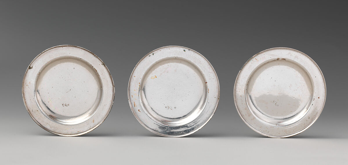 Set of six miniature second course dishes, David Clayton (British, active 1689), Silver, British, London 
