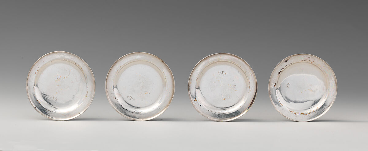 Set of twelve miniature meat plates, David Clayton (British, active 1689), Silver, British, London