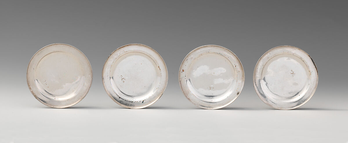 Set of twelve miniature meat plates, David Clayton (British, active 1689), Silver, British, London