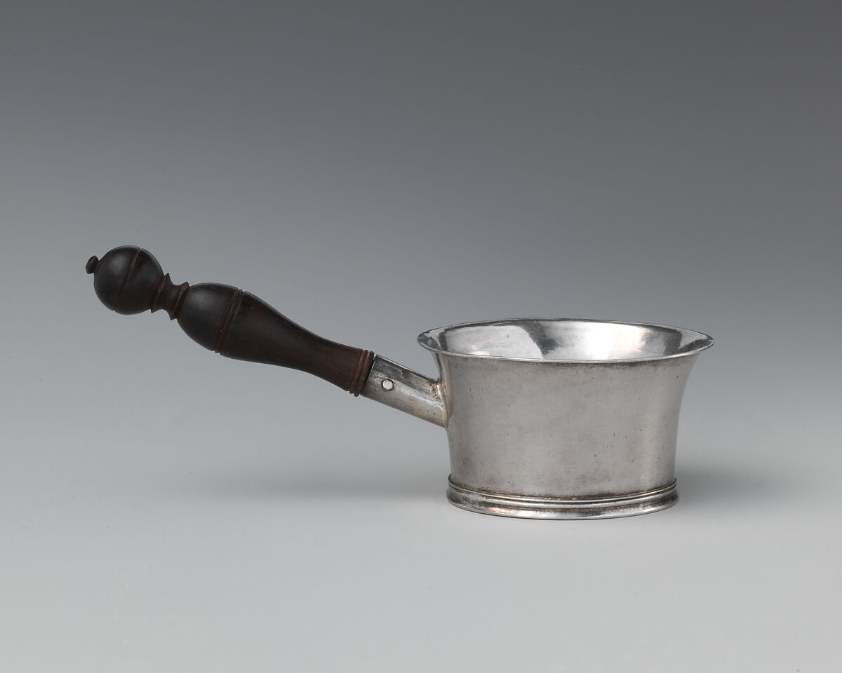 Miniature saucepan, David Clayton (British, active 1689), Silver, ebony, British, London