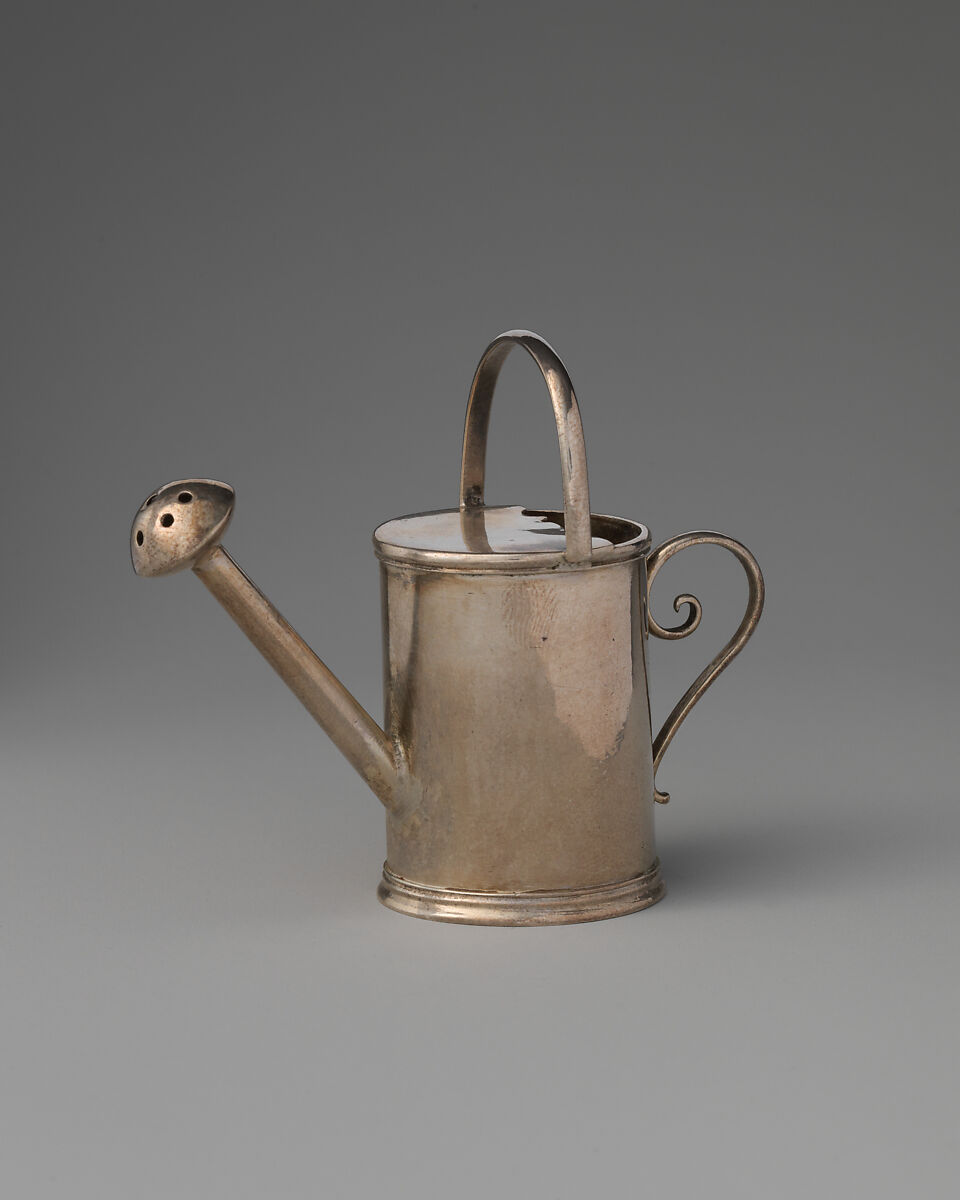 Miniature watering can, David Clayton (British, active 1689), Silver, British, London 
