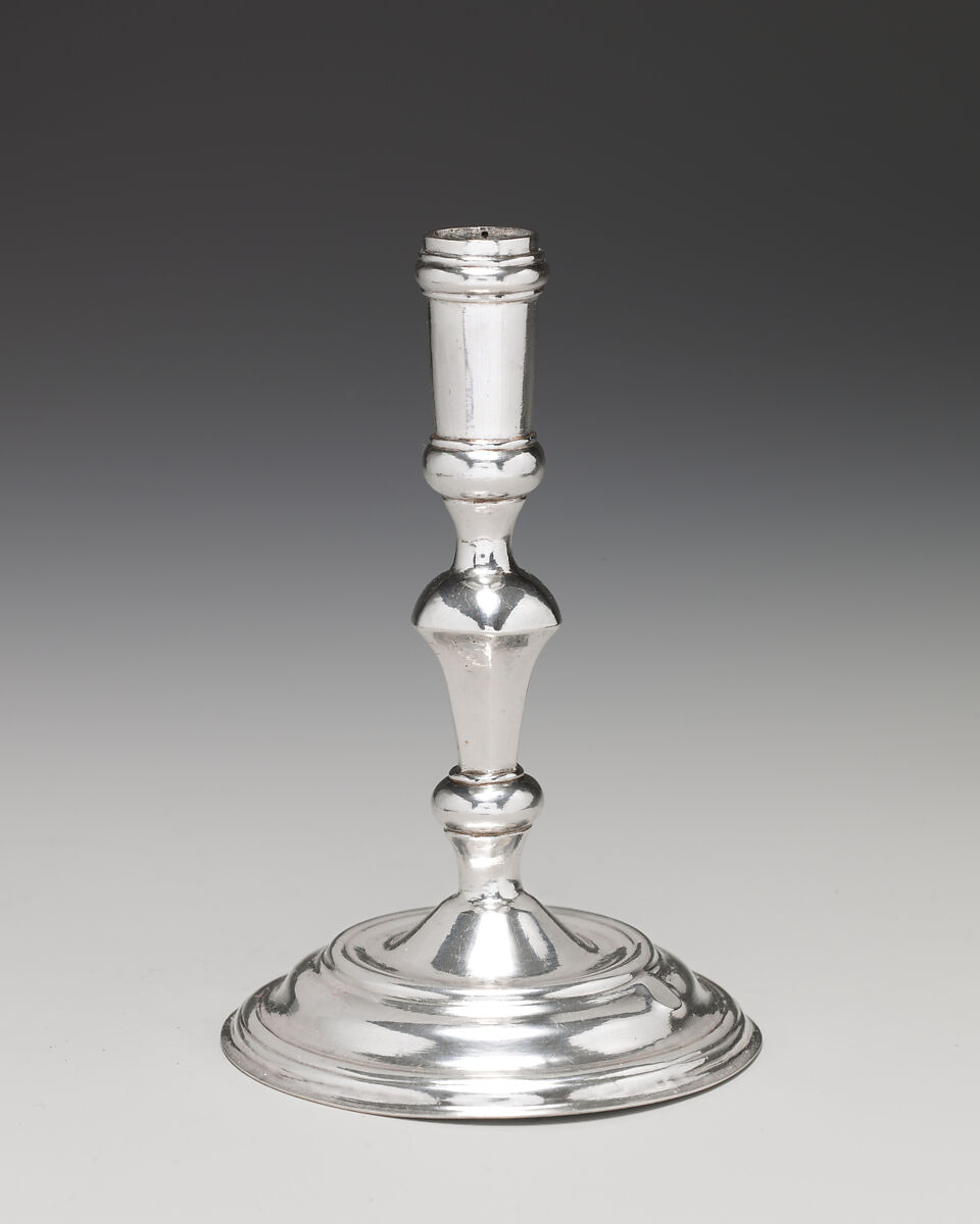 Miniature taperstick (one of a pair), David Clayton (British, active 1689), Silver, British, London