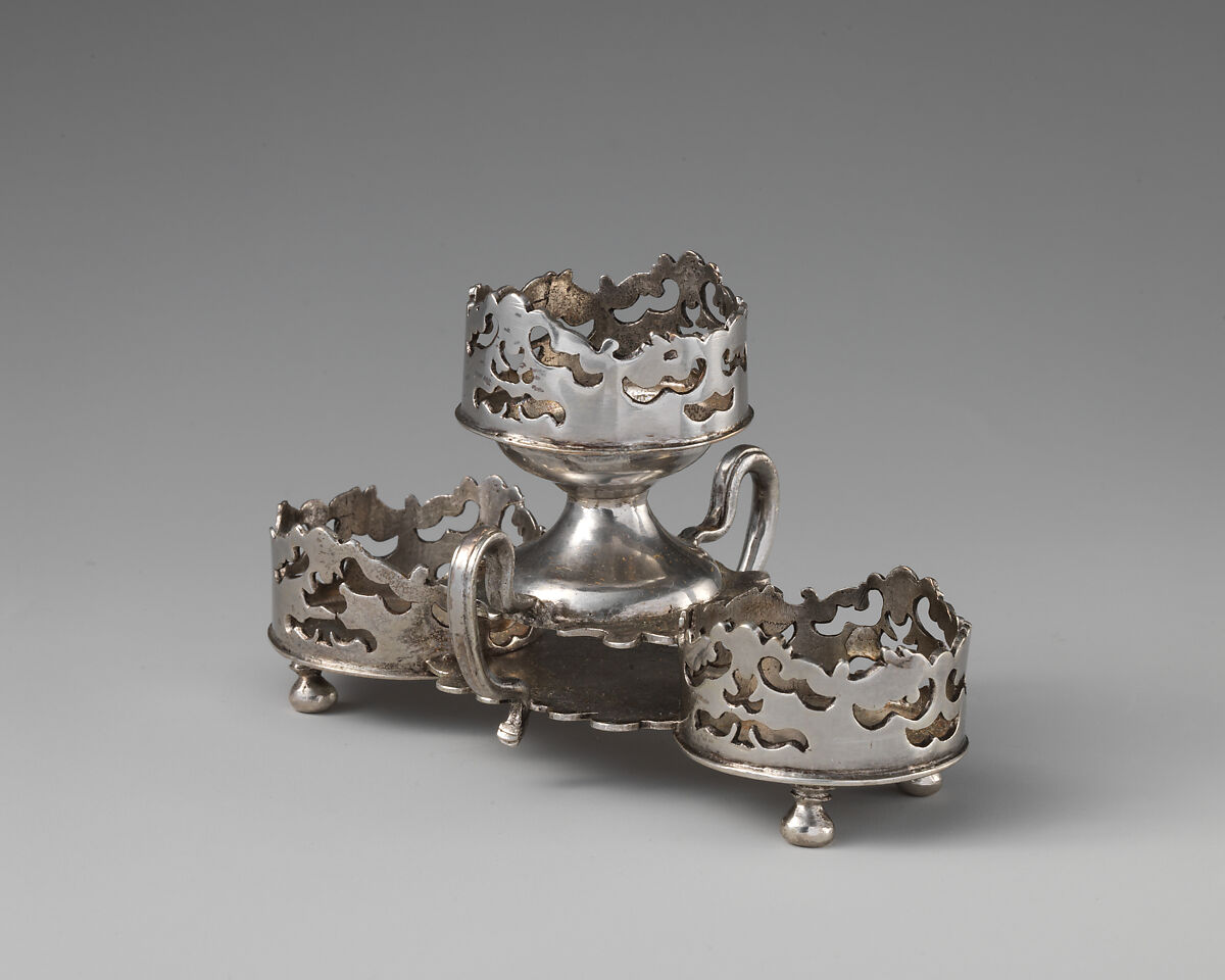 Miniature cruet stand, Possibly S. A., Silver, Dutch, Amsterdam 