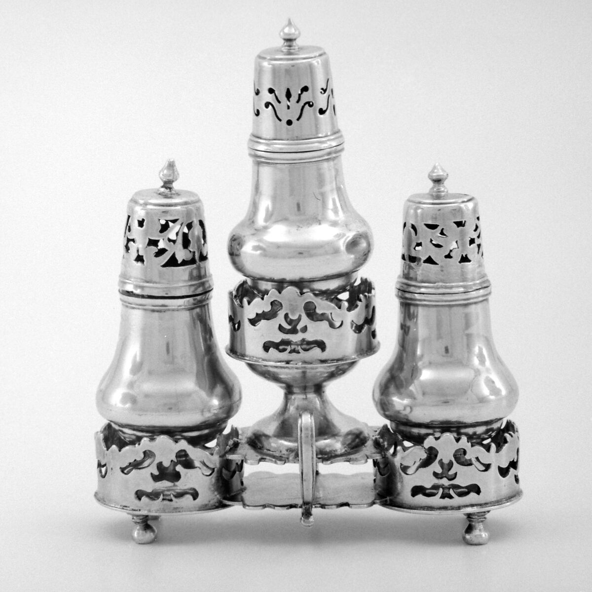 Miniature cruet stand, Possibly S. A., Silver, Dutch, Amsterdam