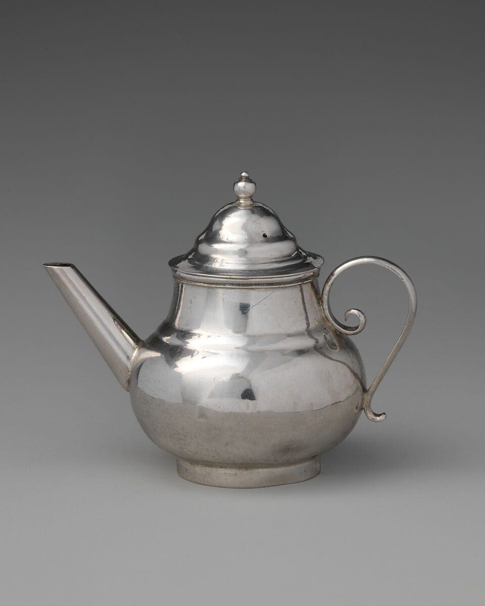 Miniature teapot with cover, David Clayton (British, active 1689), Silver, British, London 