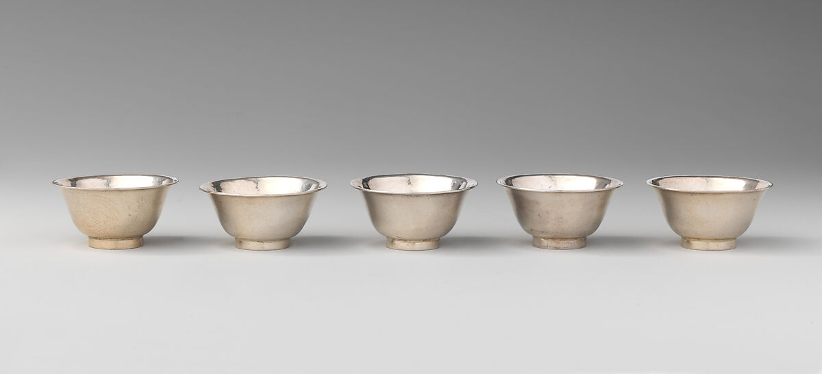 Five miniature cups, David Clayton (British, active 1689), Silver, British, London 