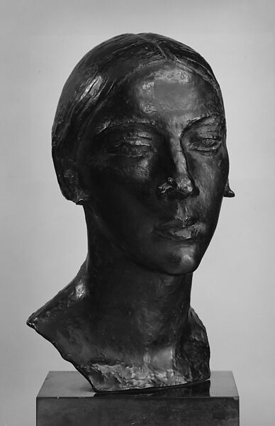 Head of Mme Stone (L'Americaine), Charles-Albert Despiau (French, Mont-de-Marsan 1874–1946 Paris), Bronze, with marble base, French 