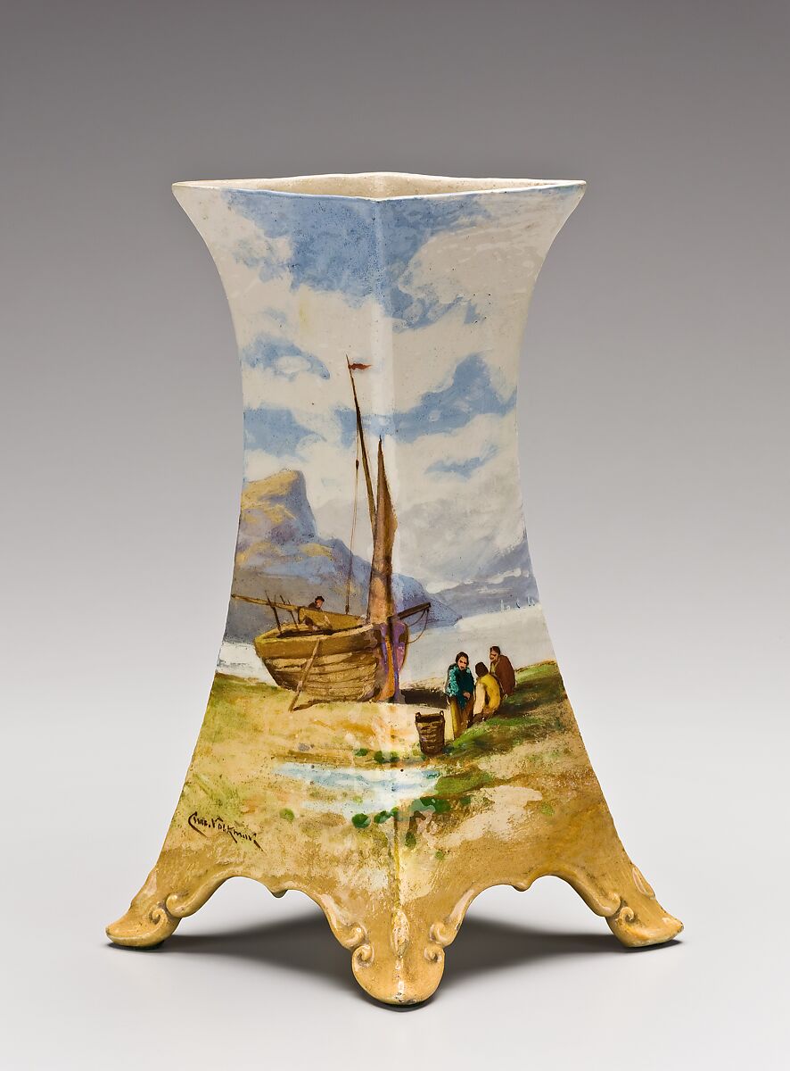 Vase, Charles Volkmar (American, Baltimore, Maryland 1841–1914 Metuchen, New Jersey), Earthenware, American 