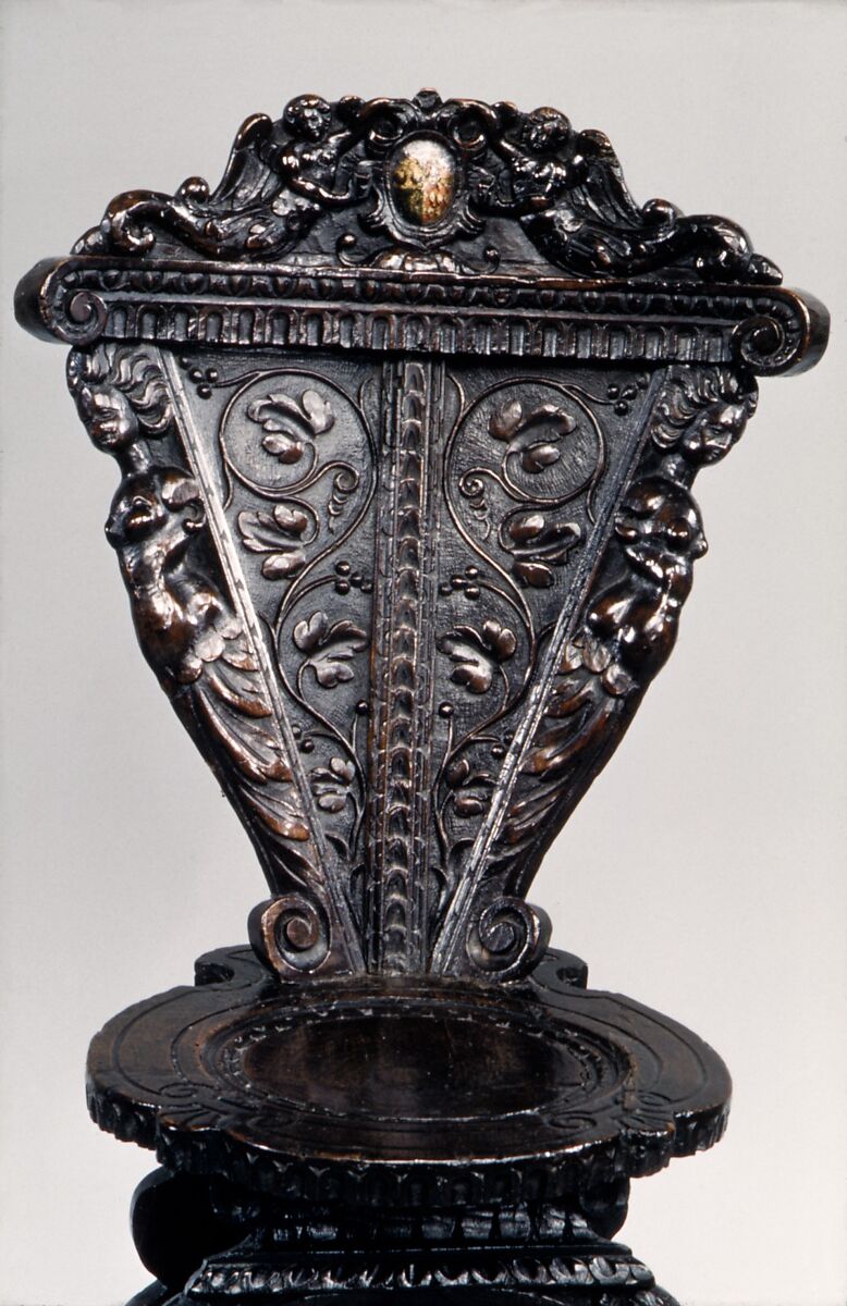 Sgabello (one of a pair), Carved and painted walnut, Italian, Florence