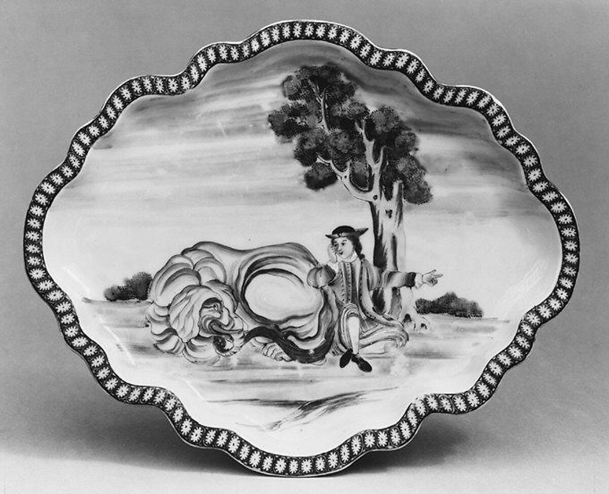 Tray, Hard-paste porcelain, Chinese, for European market