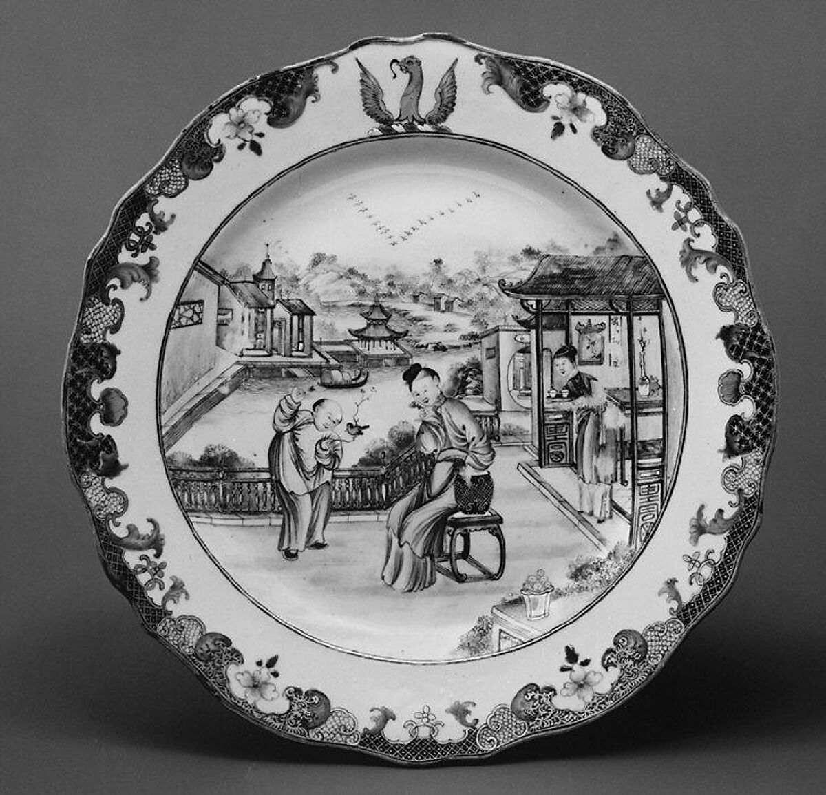 Plate, Hard-paste porcelain, Chinese, for British market 