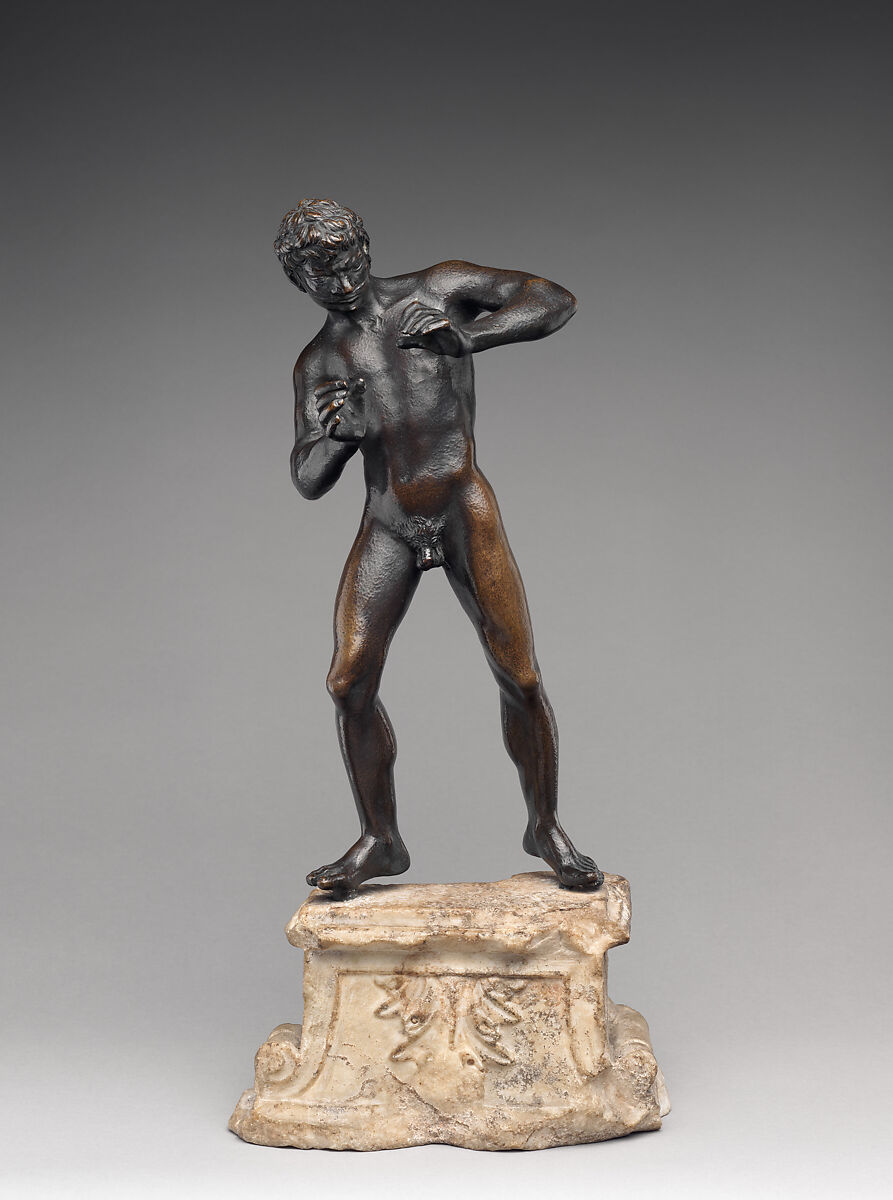 Marsyas, Bronze, mounted on an ancient architectural fragment, probably Italian 